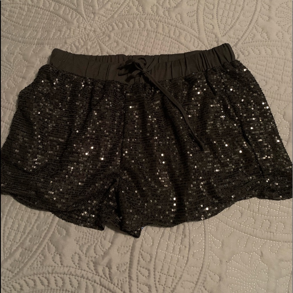 Jess Lea Black Sequined Drawstring Shorts XL